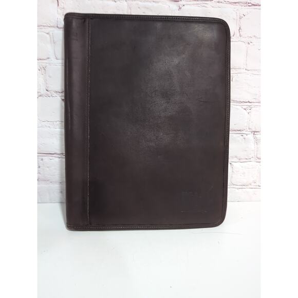 RARE Coach USA Rugby Logo Brown Leather Portfolio Notepad Holder Folio 12.5 X 10 - Picture 1 of 12